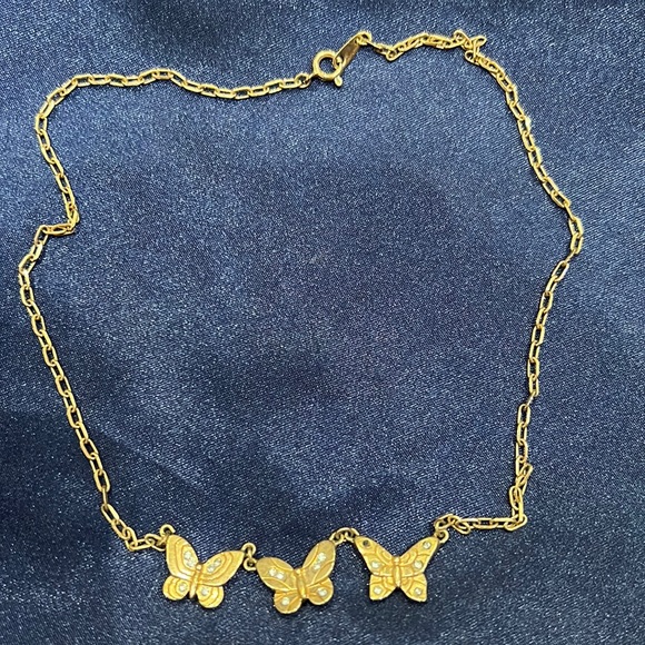 Vintage Trifari Gold Butterfly Necklace 
